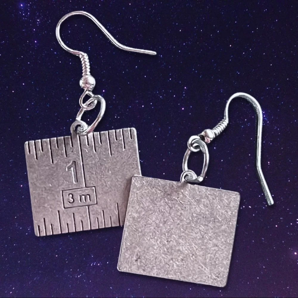 Silver Ruler Earrings - Picture 3 of 6